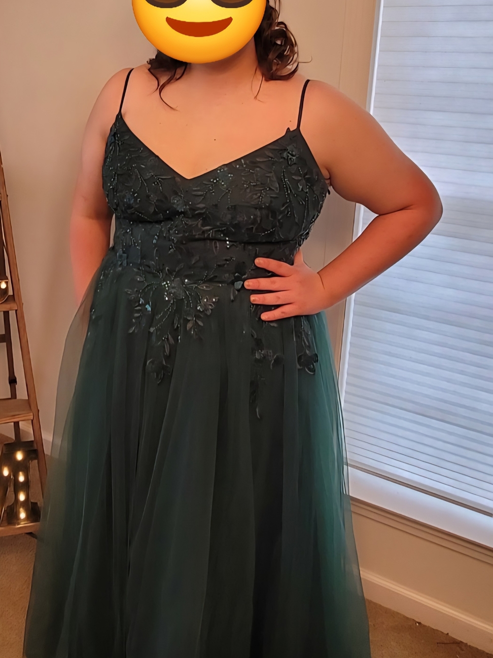 cleo Dark Green Beaded Spaghetti Strap Prom Dress